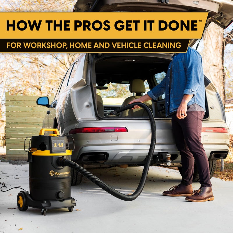 Vacmaster Professional VDK811PW 0201 8 Gallon 4.5 Peak HP Wet/Dry Vac with Self-Cleaning Filter System, 8 Gal, Black - Image 3