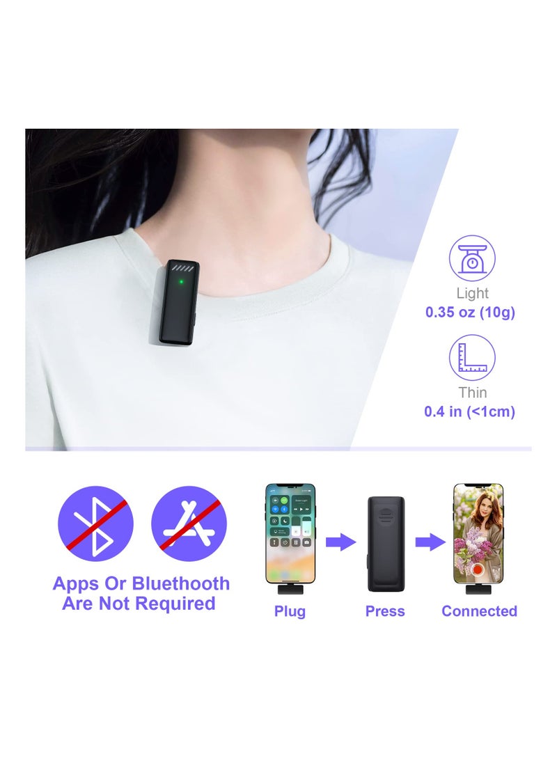 Generic - Wireless Lavalier Microphone for iPhone & iPad - 48H Battery Life, 2-in-1 Plug-and-Play Clip-On Mic with Charging Case for Interviews, Video Podcasts, and Vlogs. - Image 1