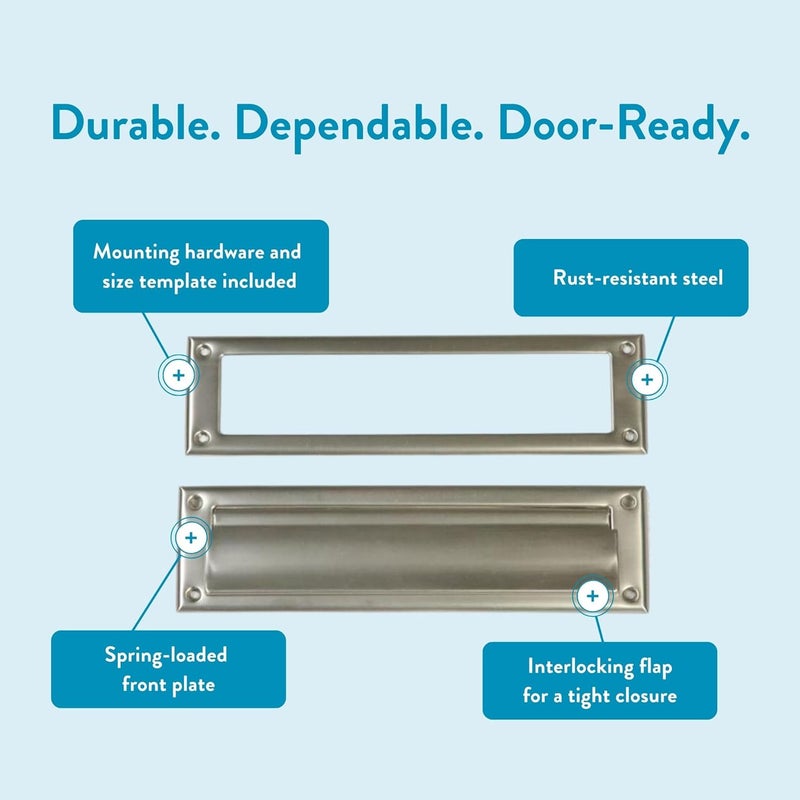 ARCHITECTURAL MAILBOXES Steel Mail Slot Accessory, Satin Nickel, MS00SNAM, Satin Nickel - Image 3