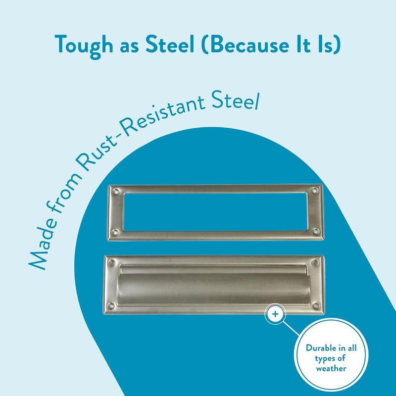 ARCHITECTURAL MAILBOXES Steel Mail Slot Accessory, Satin Nickel, MS00SNAM, Satin Nickel - Image 5