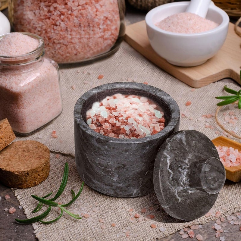 Flexzion Marble Salt Cellar with Lid, Multi-Purpose Marble Container for Salt, Pepper, Paprika and Powdered Herbs, Salt Containers for Countertop, Box for Jewelry, Watches & Accessories (Black) - Image 5