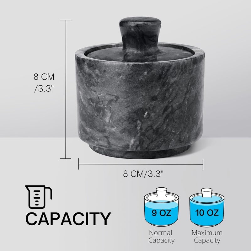 Flexzion Marble Salt Cellar with Lid, Multi-Purpose Marble Container for Salt, Pepper, Paprika and Powdered Herbs, Salt Containers for Countertop, Box for Jewelry, Watches & Accessories (Black) - Image 4