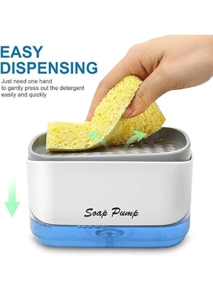 zoba Modern soap dispenser and sponge holder for the kitchen sink, 2-in-1 dish soap dispenser tray, countertop soap dispenser, sponge tray, easy to fill, durable, non-slip base -031 - Image 2