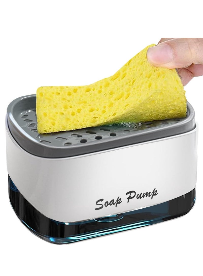 zoba Modern soap dispenser and sponge holder for the kitchen sink, 2-in-1 dish soap dispenser tray, countertop soap dispenser, sponge tray, easy to fill, durable, non-slip base -031 - Image 4