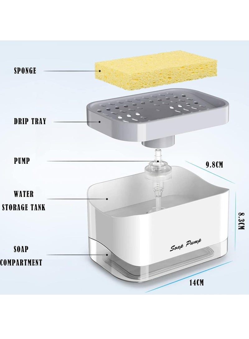 zoba Modern soap dispenser and sponge holder for the kitchen sink, 2-in-1 dish soap dispenser tray, countertop soap dispenser, sponge tray, easy to fill, durable, non-slip base -031 - Image 5