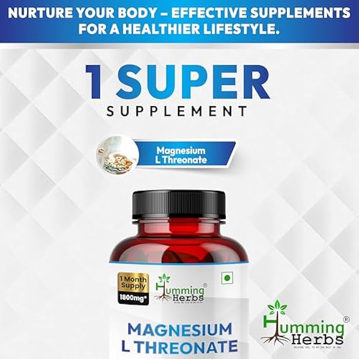 Humming Herbs Magnesium L-Threonate — 1,800 mg per Serving (Elemental Magnesium 183 mg) — 90 Vegetarian Capsules (30 Servings) — Brain & Nervous System Support - Image 4