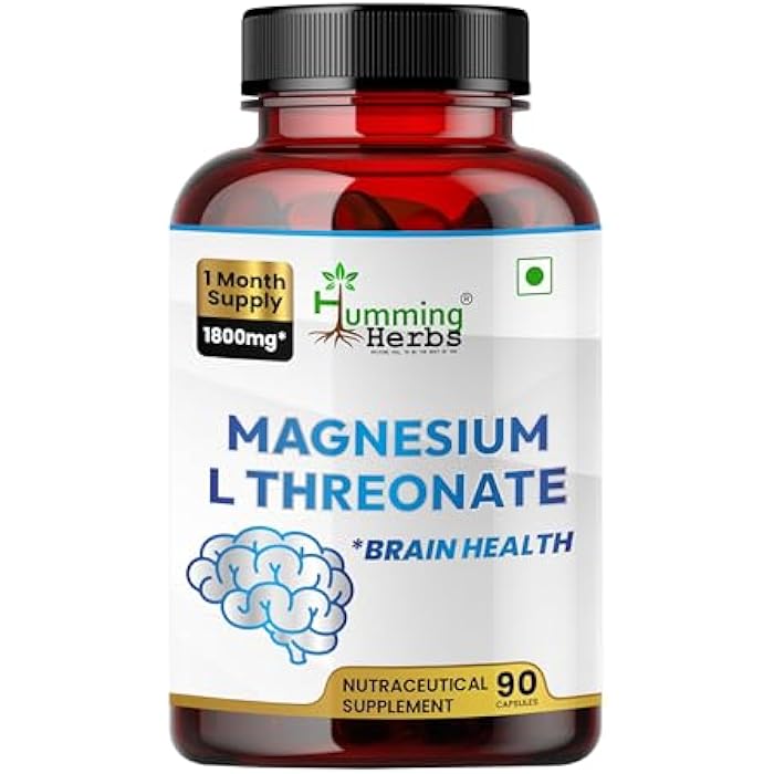 Humming Herbs Magnesium L-Threonate — 1,800 mg per Serving (Elemental Magnesium 183 mg) — 90 Vegetarian Capsules (30 Servings) — Brain & Nervous System Support - Image 1
