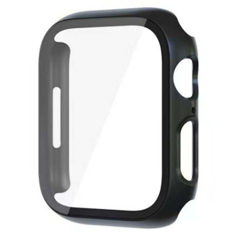 غلاف حماية شاشة كامل الأطراف من شركة Diruite Suoman علبتين للساعات التابعة لسلسلة Apple Watch 8/7/6/5/4/سلسلة SE/SE 2 بحجم 45 مم، غلاف حماية شاشة من الزجاج المقاوم للانكسار رفيع جدًا لحماية ساعة Apple Watch بحجم 45 مم - أسود - Image 1