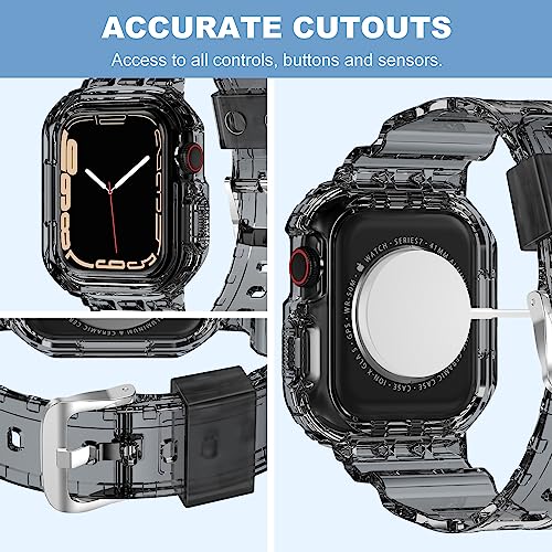 XYF Compatible for Crystal Clear Apple Watch Bands, 41mm 40mm 38mm Bumper Case for Men Women Jelly Sport Cover Strap for iWatch Ultra 3 2 Series 11 10 9 8 7 SE 6 5 4 3 (ClearBlack, 38/40/41) - Image 4
