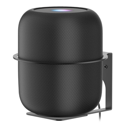 Yibracki Heavy Duty Speaker Mount for HomePod 1st & 2nd Gen Wall Bracket, Easy Alignment for Homepod Wall Mount, Metal Speaker Bracket Reserved Charging Port with Mounting Hardware, Black - Image 1