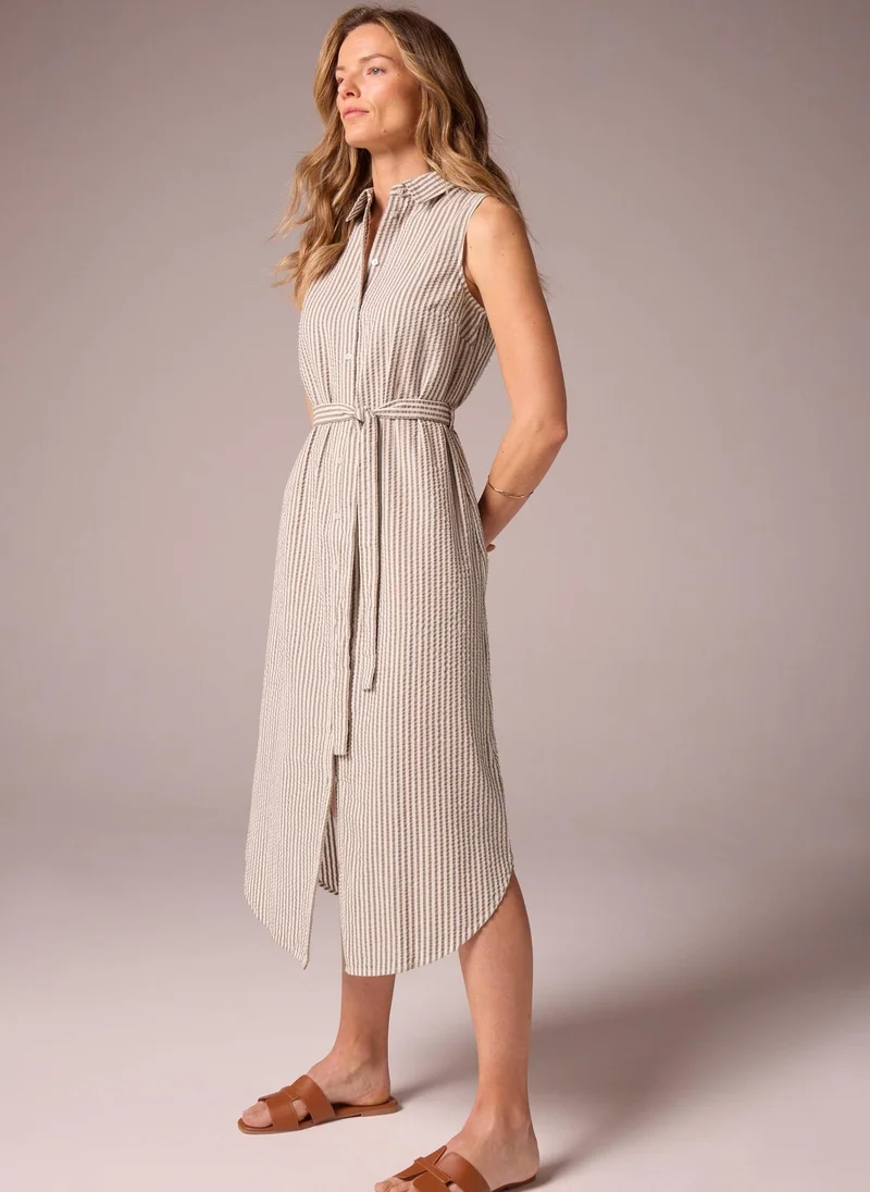 Matalan Brown Stripe Midi Shirt Dress