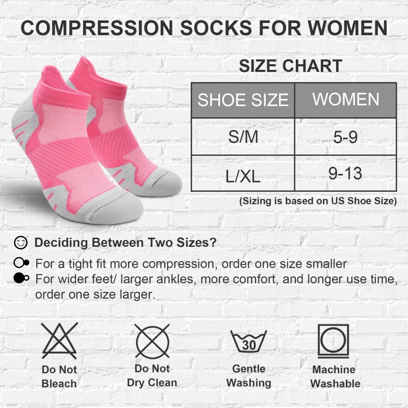 PAPLUS Ankle Compression Socks for Women 6 Pairs, Low Cut Womens Running Socks with Arch Support, S/M - Image 2