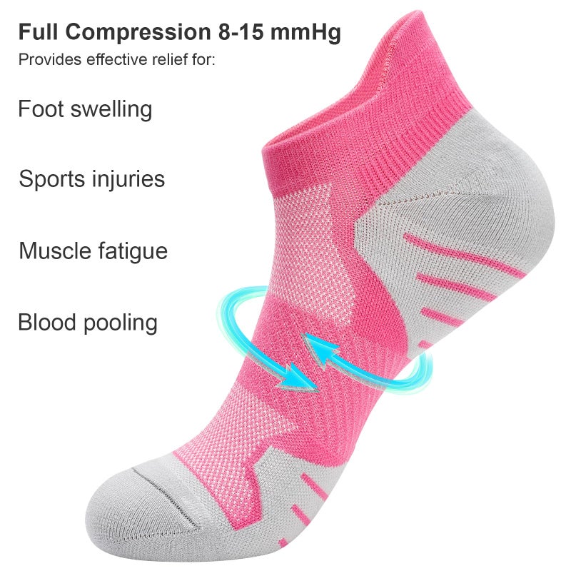 PAPLUS Ankle Compression Socks for Women 6 Pairs, Low Cut Womens Running Socks with Arch Support, S/M - Image 3