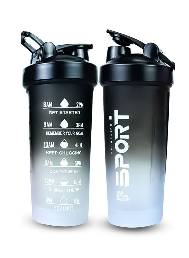 Shaker Bottle for Protein Mixes BPA-Free Leak Proof Smothies Mixer Water shake Cup 600ML for Gym 2 Pack(Gradient Black/White) - Image 1