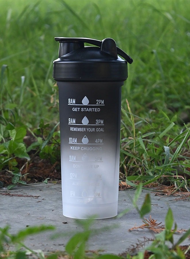 Shaker Bottle for Protein Mixes BPA-Free Leak Proof Smothies Mixer Water shake Cup 600ML for Gym 2 Pack(Gradient Black/White) - Image 2