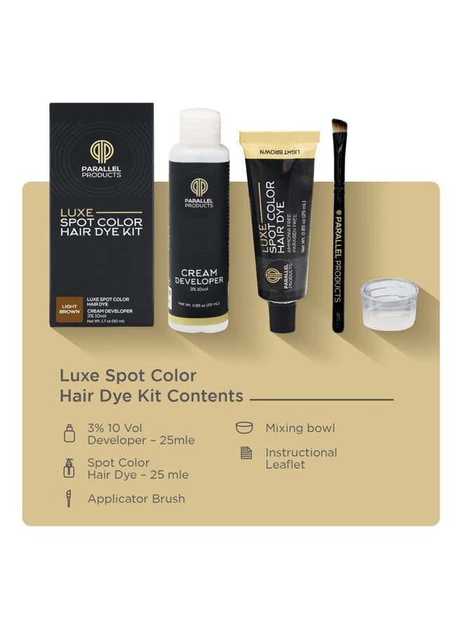 Parallel Products - Luxe Color (Light Brown) - Cream Hair Dye - 25mL - Tint for Professional Spot Coloring - With Cream Developer, Mixing Dish and Application Brush - Covers Grey Hair - Root Touch Up - Image 3