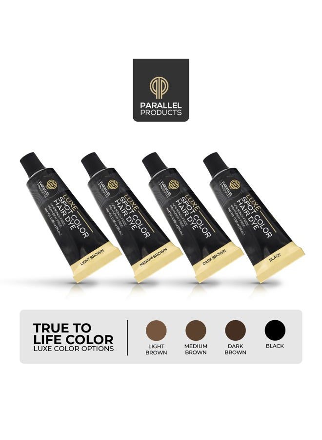 Parallel Products - Luxe Color (Light Brown) - Cream Hair Dye - 25mL - Tint for Professional Spot Coloring - With Cream Developer, Mixing Dish and Application Brush - Covers Grey Hair - Root Touch Up - Image 4