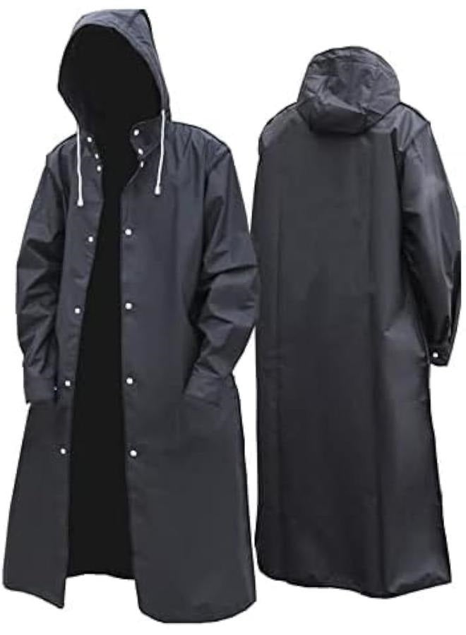 Unisex Outdoor Travel Waterproof Hooded Drawstring Raincoat Jacket Rainwear - Image 3