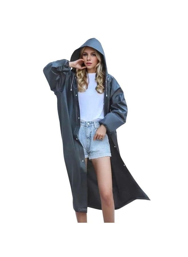 Unisex Outdoor Travel Waterproof Hooded Drawstring Raincoat Jacket Rainwear - Image 5