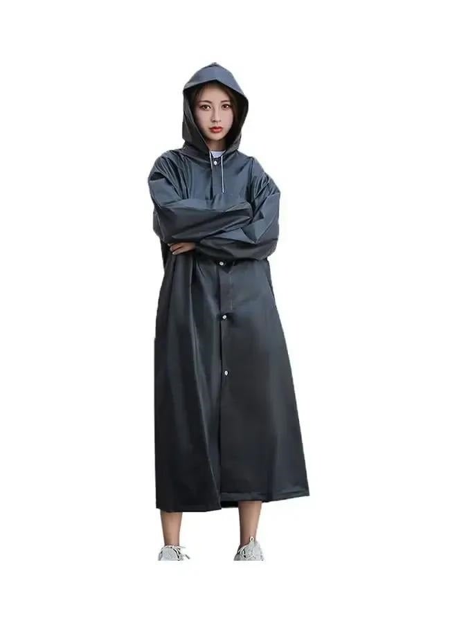 Unisex Outdoor Travel Waterproof Hooded Drawstring Raincoat Jacket Rainwear - Image 1