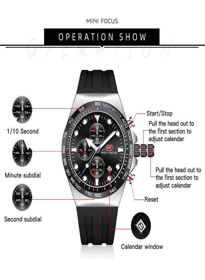 MF MINI FOCUS Men Watches Business Sport Wrist Watch (Chronograph/Waterproof/Luminous/Calendar) Silicon Band Fashion Casual Watches for Men - Image 5