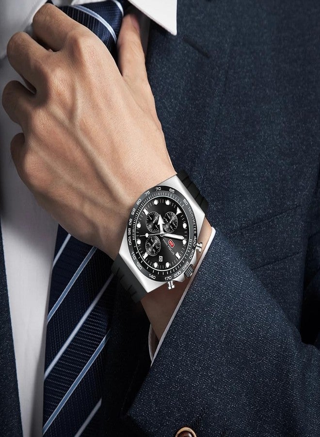 MF MINI FOCUS Men Watches Business Sport Wrist Watch (Chronograph/Waterproof/Luminous/Calendar) Silicon Band Fashion Casual Watches for Men - Image 3