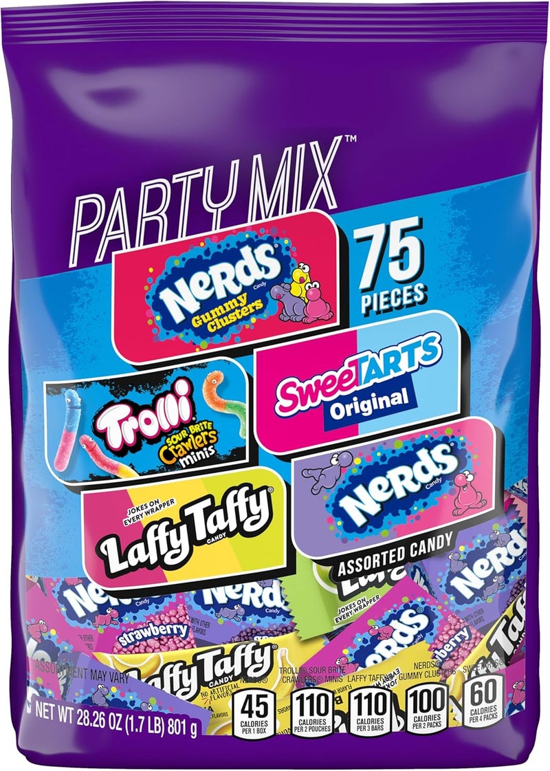 SweeTARTS خلطة الحلوى المتنوعة من سوي تارتس - كيس حلوى متنوع يحتوي على 75 قطعة مغلفة بشكل فردي، 28.6 أونصة - Image 1