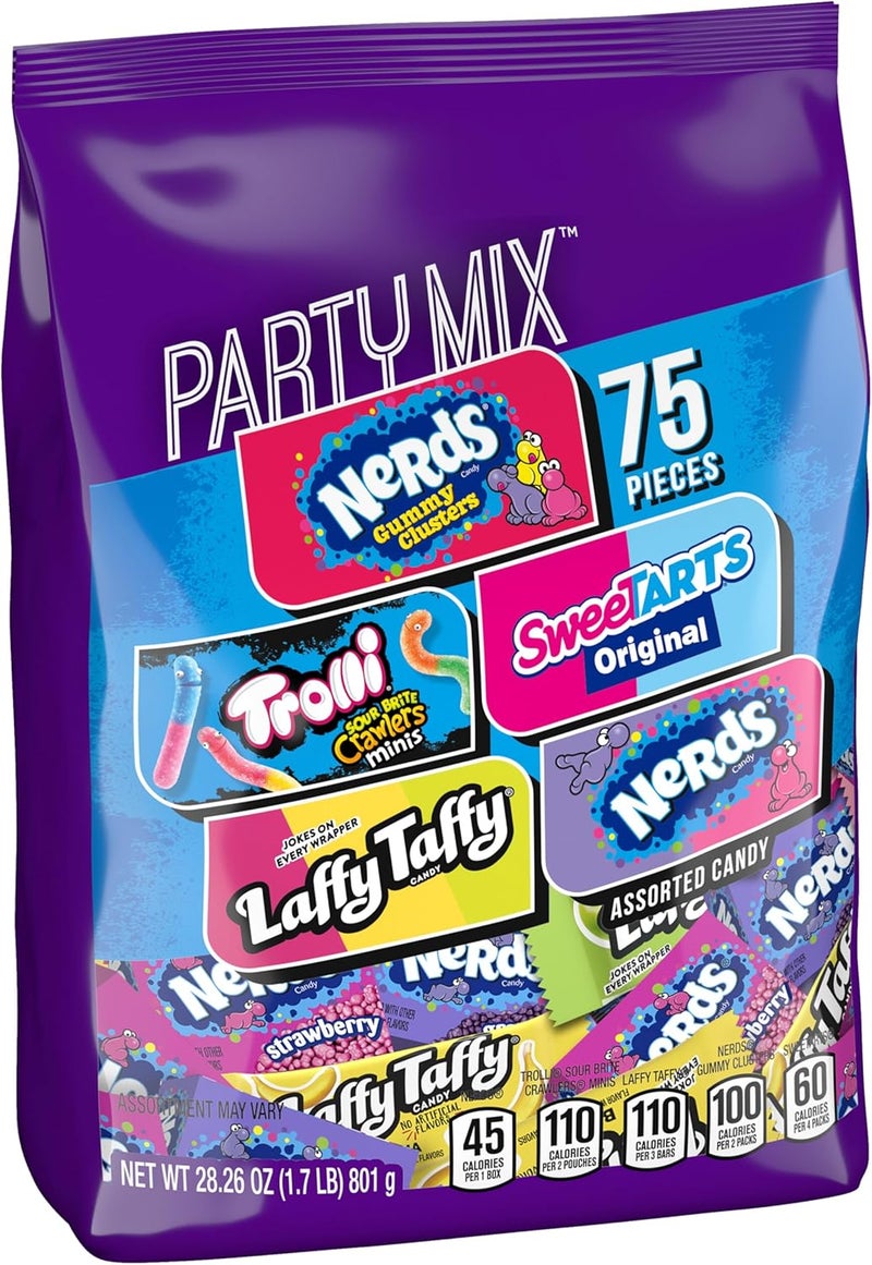 SweeTARTS خلطة الحلوى المتنوعة من سوي تارتس - كيس حلوى متنوع يحتوي على 75 قطعة مغلفة بشكل فردي، 28.6 أونصة - Image 3