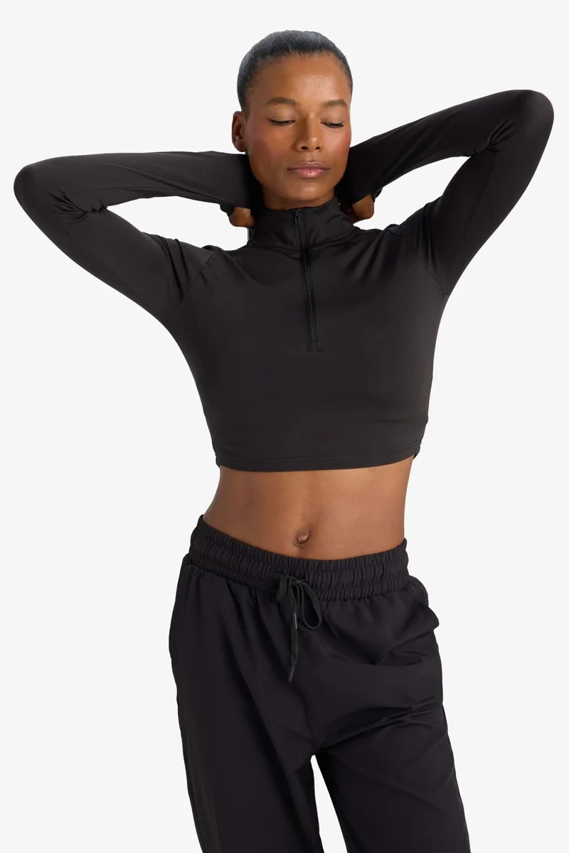 Defacto  DeFactoFit Slim Fit Zip-Up Sports Stretch Fabric T-Shirt for Women | Best Price UAE