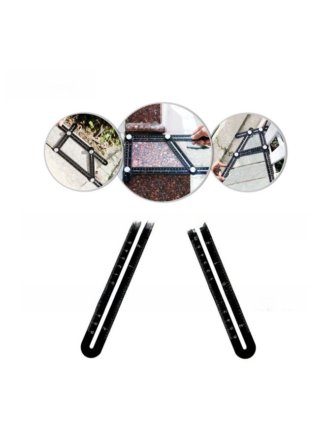 ABS Multifunctional Folding Ruler Plastic Movable Four-fold Ruler Stainless Steel Ruler Aluminum Alloy 4-fold Four-side Ruler Angle Ruler-Model:1.5 Generation Ruler Opp Packing Bag - Image 1