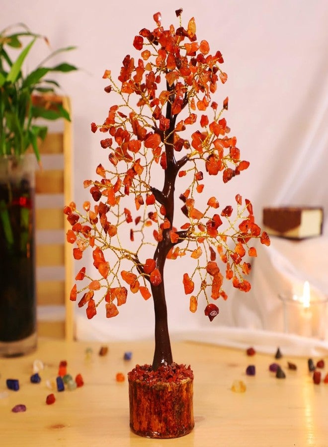Crystal Divine Red Carnelian Crystal Tree Handmade Home Decor Items Crystal Bonsai Tree Showpiece for Home Decor Vastu Gift Items for Home Decoration Hall Decoration Items Healing Crystals Tree Gifts - Image 1