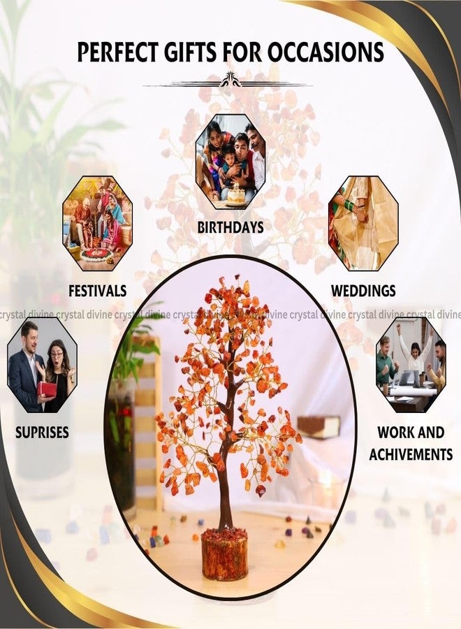 Crystal Divine Red Carnelian Crystal Tree Handmade Home Decor Items Crystal Bonsai Tree Showpiece for Home Decor Vastu Gift Items for Home Decoration Hall Decoration Items Healing Crystals Tree Gifts - Image 3