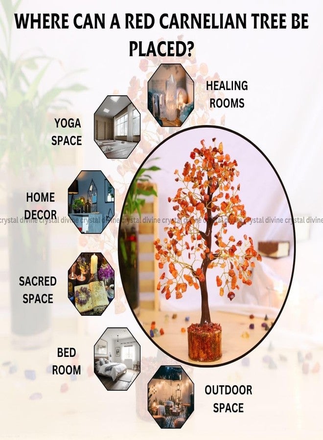 Crystal Divine Red Carnelian Crystal Tree Handmade Home Decor Items Crystal Bonsai Tree Showpiece for Home Decor Vastu Gift Items for Home Decoration Hall Decoration Items Healing Crystals Tree Gifts - Image 4