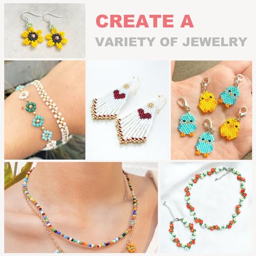 Redtwo 8000pcs 3mm Glass Seed Beads for Bracelet Making Kit, Small Beads Friendship Jewelry Making Kit, Letter Beads with Elastic String, DIY Art Craft Girls Gifts. - Image 2