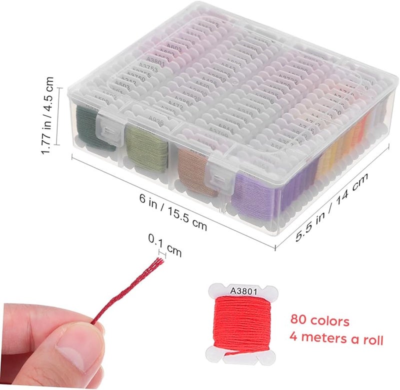 Coheali 80 Colors Embroidery Thread Kit Cotton Yarn For Machine And Hand Sewing - Image 3