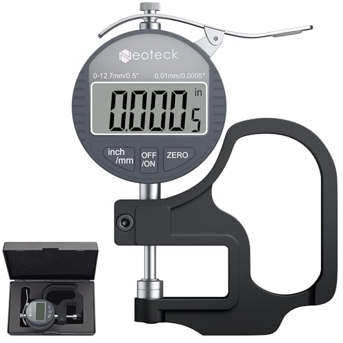 Neoteck Digital Thickness Gauge 0.5 inch/12.7mm, 0.0005"/0.01mm, Thickness Meter Precise Electronic Micrometer with LCD Display - Image 1