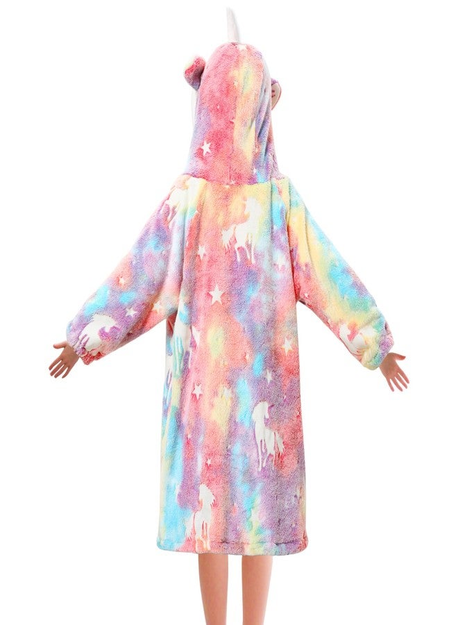 Redair Kids Blanket Hoodie Girls Rainbow Unicorn Oversized Blanket Sweater Toddler Soft Cute Hooded Sweatshirts with Pocket 2t 3t 4t 5t 6t Gifts - Image 3