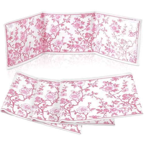 Sonwyoung 4 Pack Chinoiserie Mahjong Card Holder Chinoiserie Print Mahjong Card Sleeve Large Size6 18x4 34 Soft Printed Fabric Scorecard Protector Holder Cover GiftsPink - Image 1