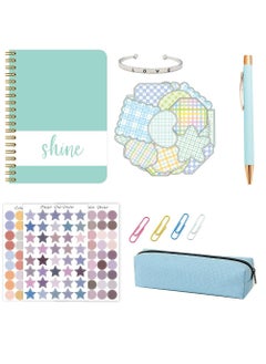 CMGTYYD DIY Journal Kit,Notebook Diary Supplies Set with Pen Sticker,Clip,Note,Pen Case,Unleash Creativity Making Journal Booklet Art Craft Kit,Scrapbooking Supplies for Travel Tween Boys Girls-Green