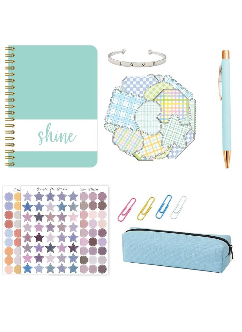 CMGTYYD - CMGTYYD DIY Journal Kit,Notebook Diary Supplies Set with Pen Sticker,Clip,Note,Pen Case,Unleash Creativity Making Journal Booklet Art Craft Kit,Scrapbooking Supplies for Travel Tween Boys Girls-Green - Image 1