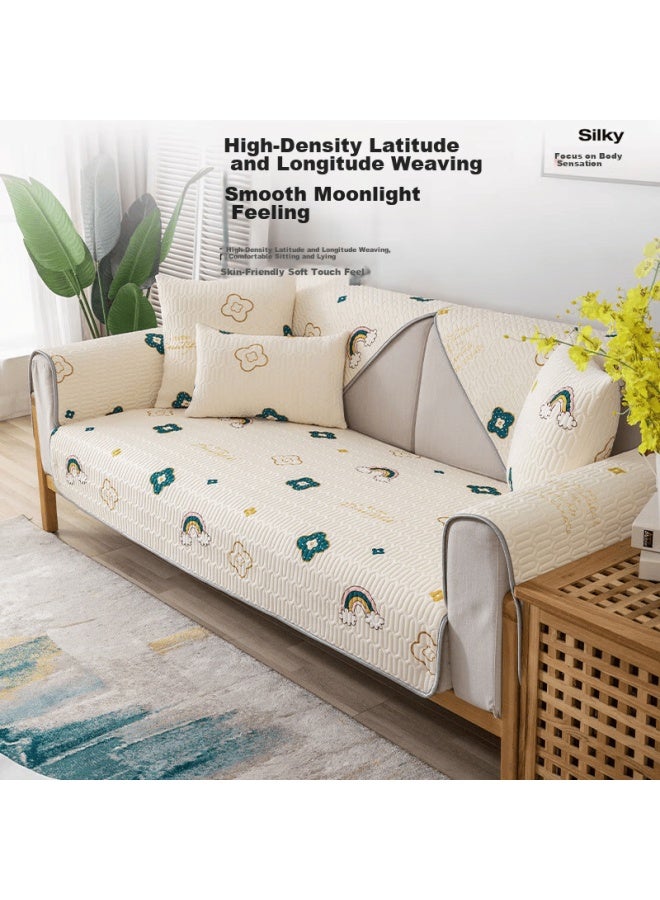 Avivi Sofa Cushion, Summer Ice Silk Cooling Mat, Sofa Cover, Non-slip Sofa Slipcover, Flower Pattern, 90*160 CM - Image 5