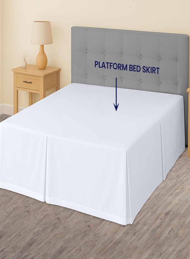 SGI bedding تنورة سرير SGI بارتفاع 12 بوصة بحجم كوين - تصميم منصة مع ملاءمة آمنة، مظهر كلاسيكي مفصل، تصميم أنيق مع تجاعيد، زوايا مقسمة، مقاومة للتجاعيد من الألياف الدقيقة - أبيض - Image 3