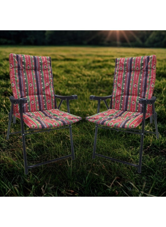 سمارت هوم طقم كراسي سدو قابل للطي مع مسند زراع يتكون من كرسيان ، مقعد رحلات ،كرسي رياضي، كرسي خارجي وكرسي حديقة - Image 2