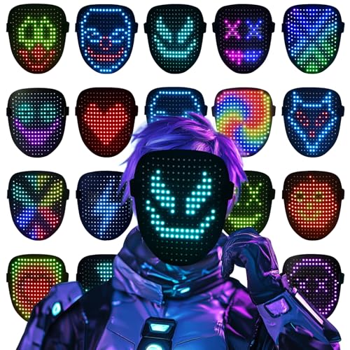 ORWINE LED Mask, Light Up Mask with Gesture Sensing, Unisex LED Lighted Face Transforming Masks for Festival Dj Cosplay Halloween Costume Masquerade Parties Christmas Gifts for Kids - Image 1