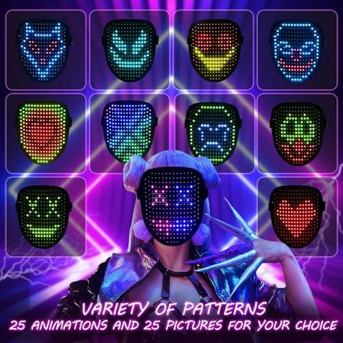 ORWINE LED Mask, Light Up Mask with Gesture Sensing, Unisex LED Lighted Face Transforming Masks for Festival Dj Cosplay Halloween Costume Masquerade Parties Christmas Gifts for Kids - Image 2