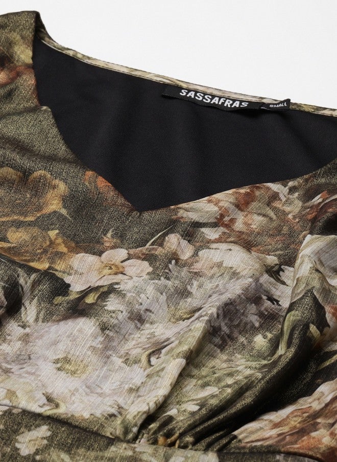 ساسافراس فستان ماكسي شيفون بطبعات زهور للنساء - Image 2