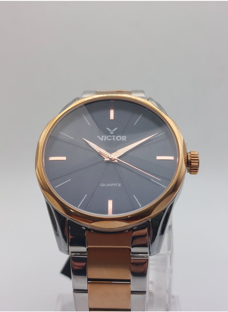 Victor - Men Analog Quartz Two tone Stainless Steel Band Watch V1518 - 45mm - Image 1