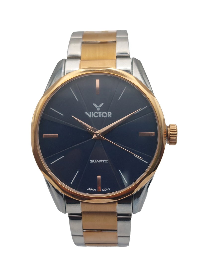 Victor - Men Analog Quartz Two tone Stainless Steel Band Watch V1518 - 45mm - Image 1