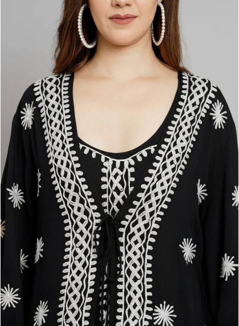 Alaya Hand Embroidered Chikankari Modal Kaftan-AL3605