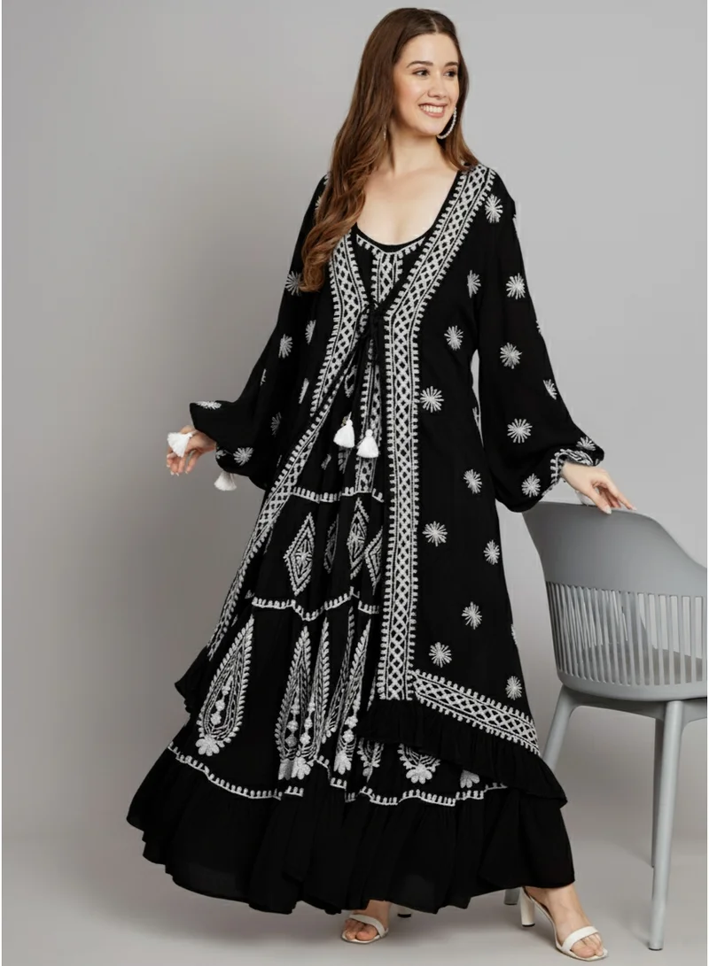 Alaya Hand Embroidered Chikankari Modal Kaftan-AL3605